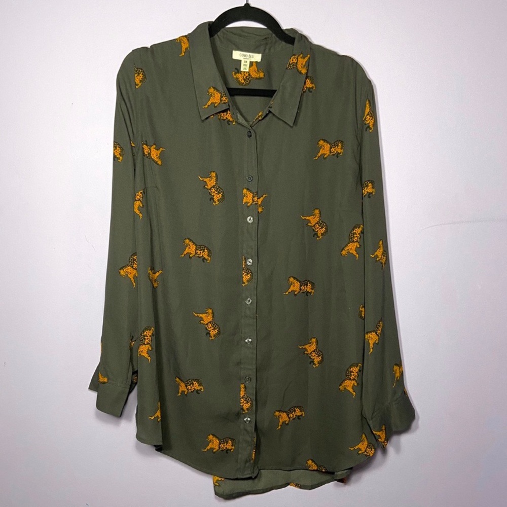 Long-Sleeve Tiger Print Blouse